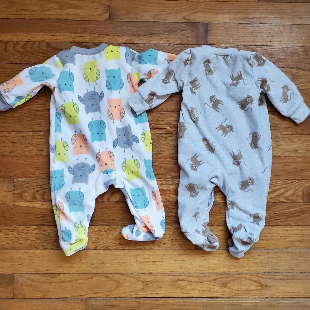 Simple Joys By Carters Fleece Zippered Footed‎ Pjs Size 0-3 Months Bundle